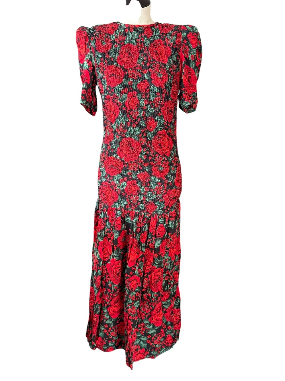 Vintage Act 1 New York Floral Holiday Maxi Dress Bodycon Ruffle 80s 90s